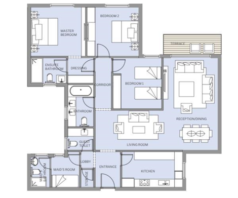 Floor plan for apartment at HAPTown