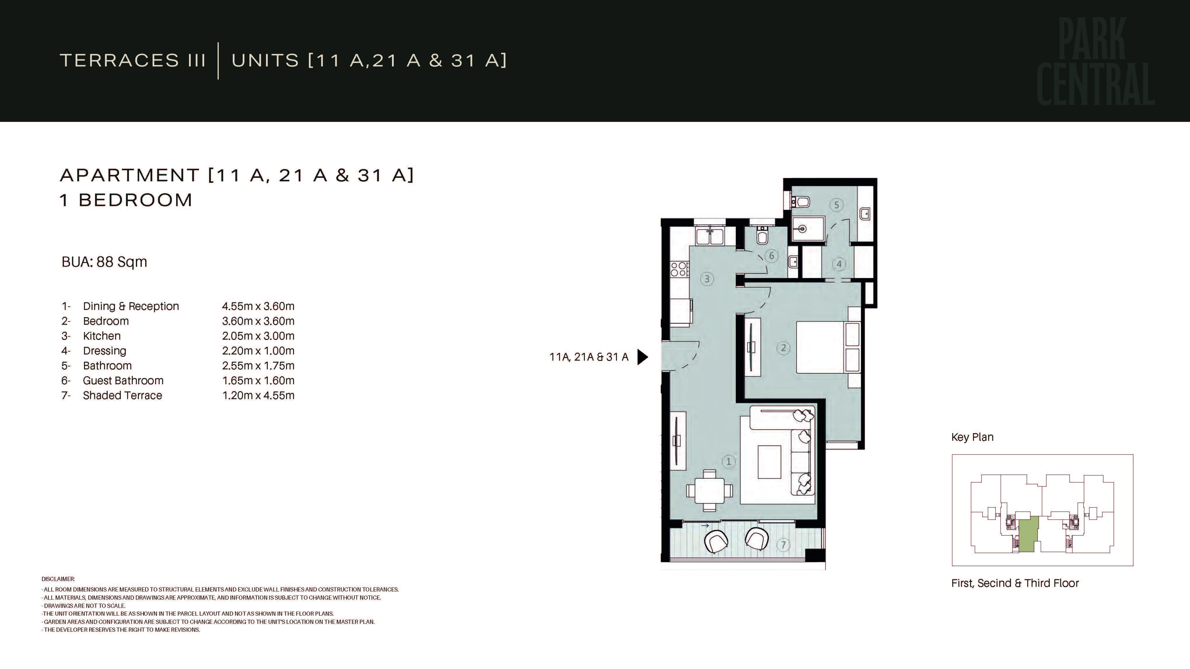 Floor plan for apartment at Park Central