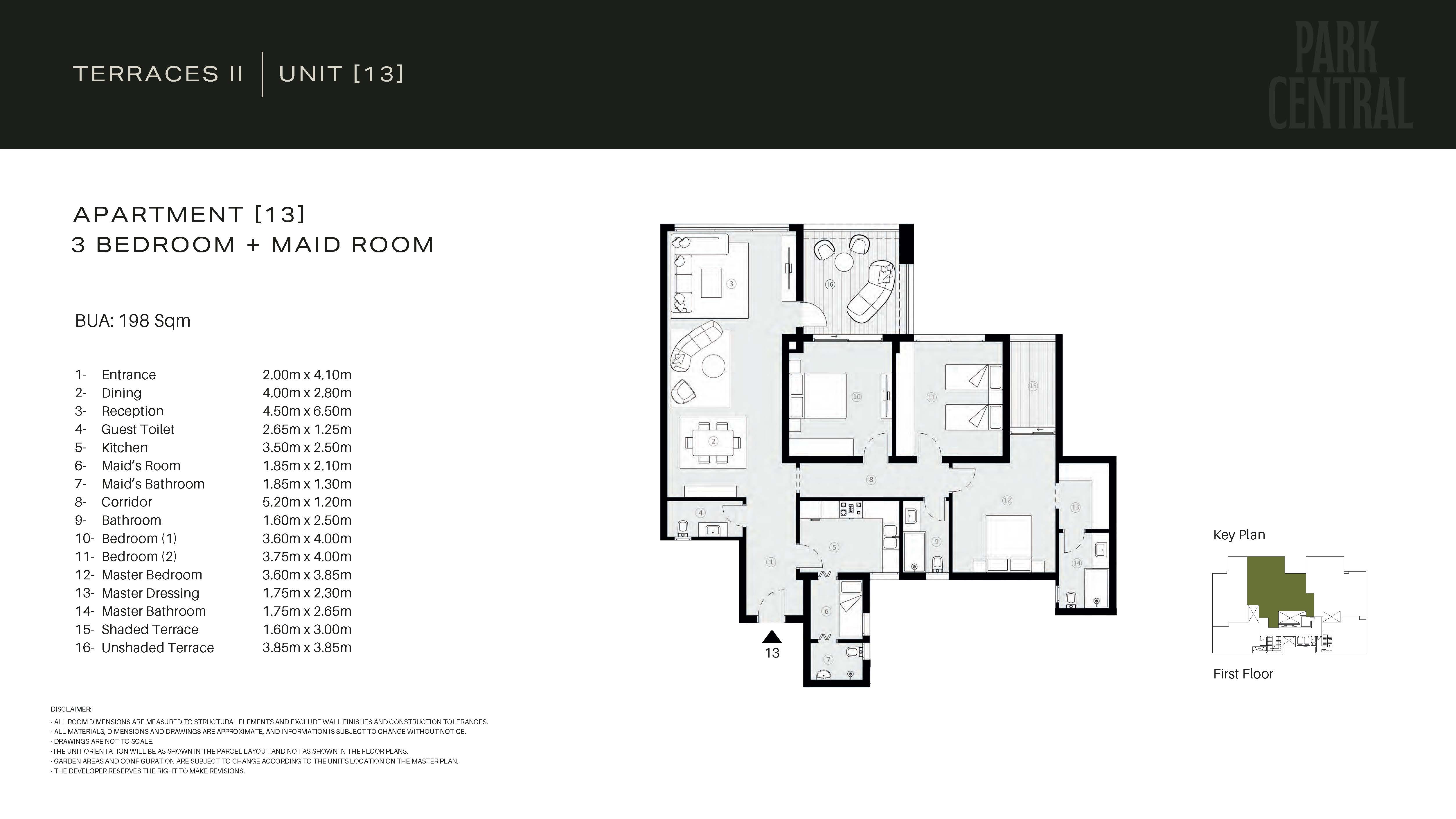 Floor plan for apartment at Park Central