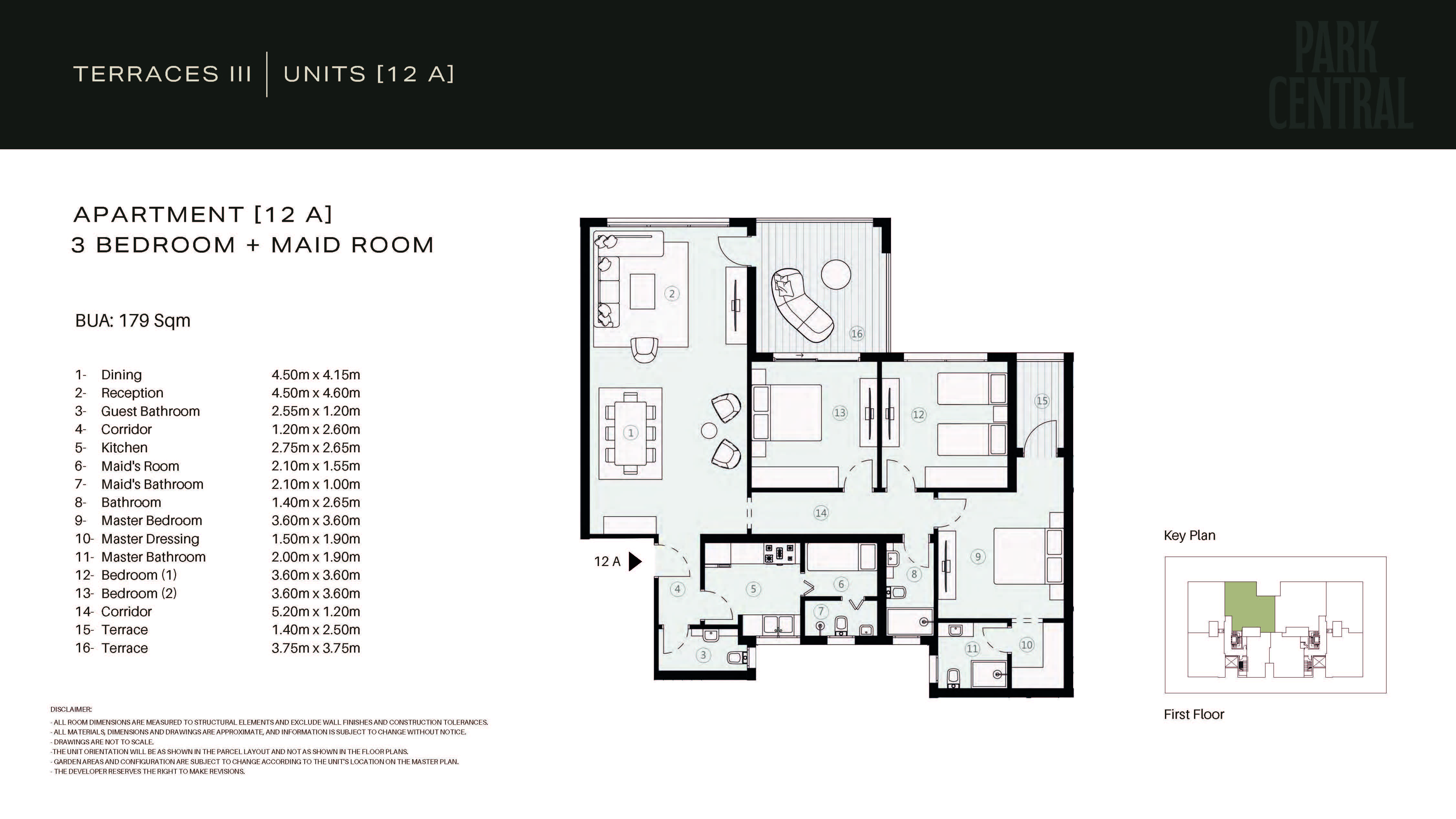 Floor plan for apartment at Park Central