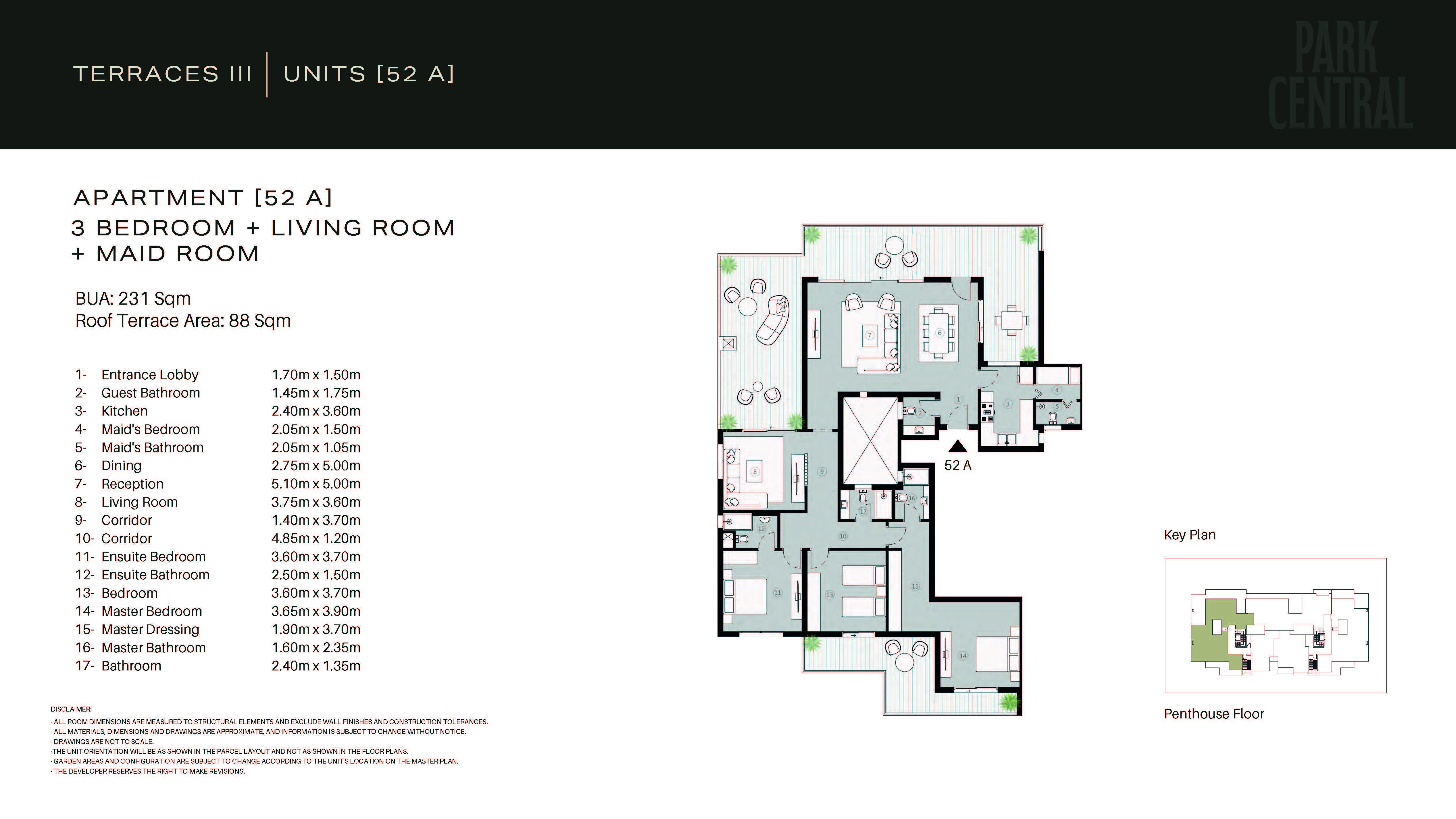 Floor plan for apartment at Park Central