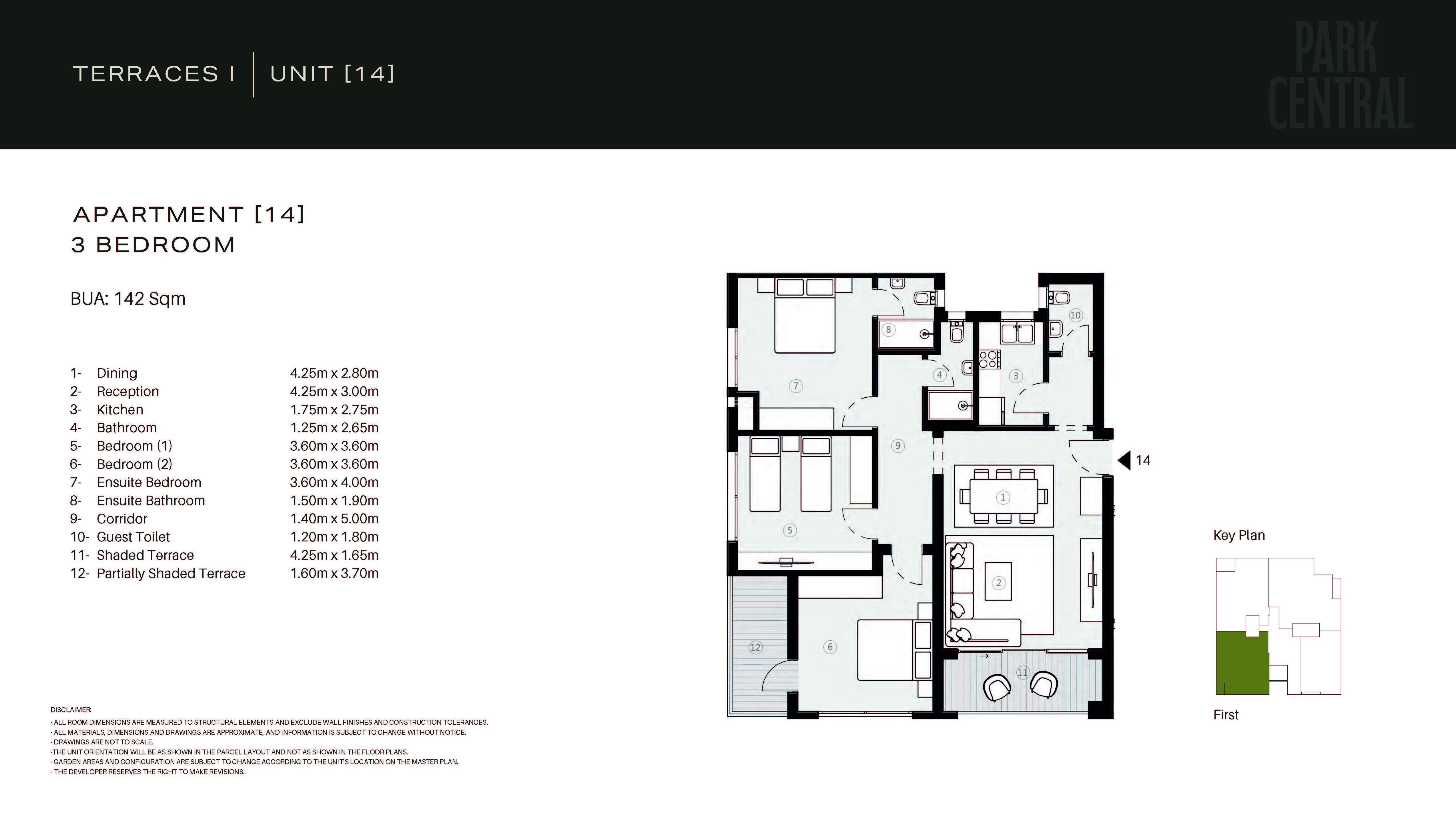 Floor plan for apartment at Park Central