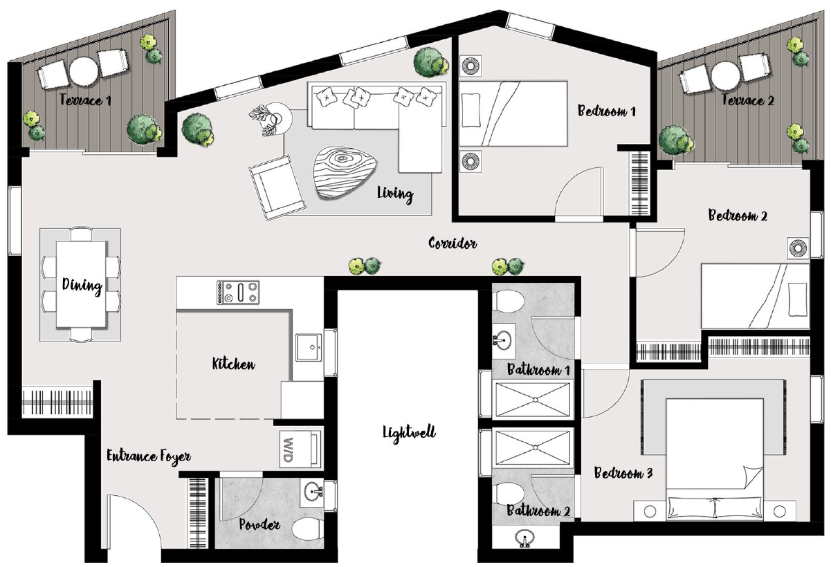 Floor plan for apartment at Kinda