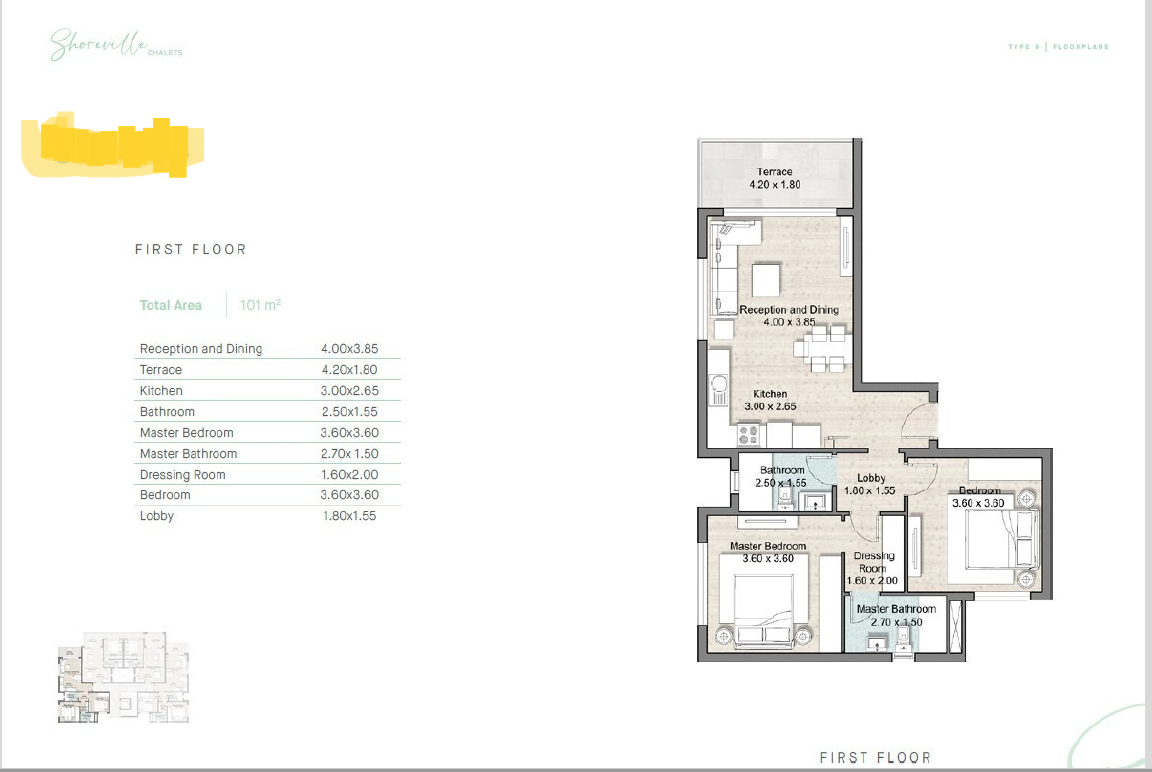 Floor plan for chalet at Hyde Park North - Seashore