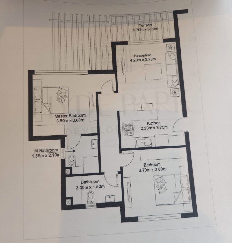 Floor plan for chalet at Hyde Park North - Seashore