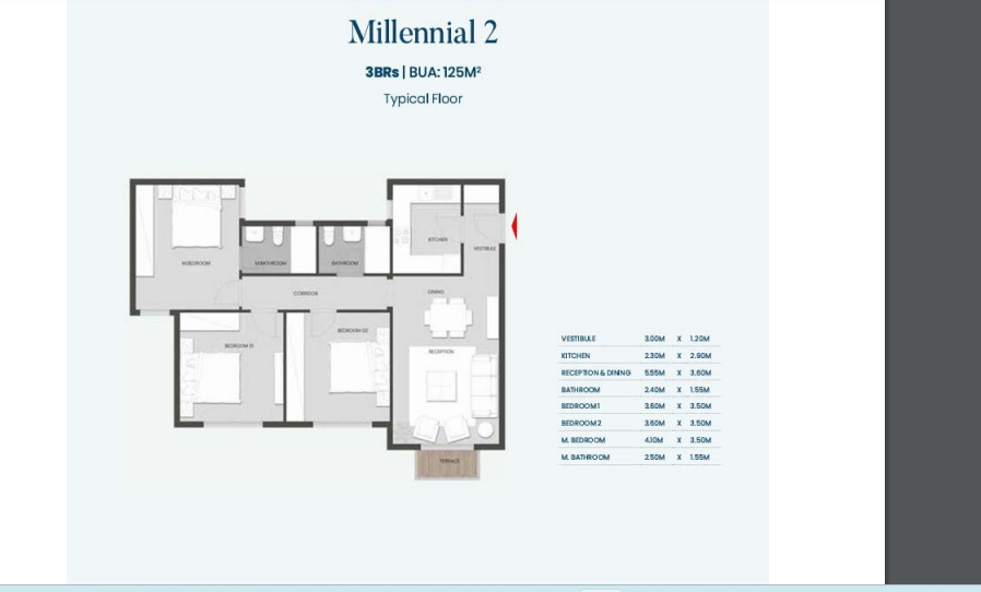 Floor plan for apartment at Aliva Mountain View Mostakbal City