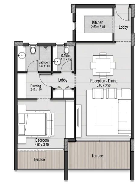 Floor plan for apartment at Nmq