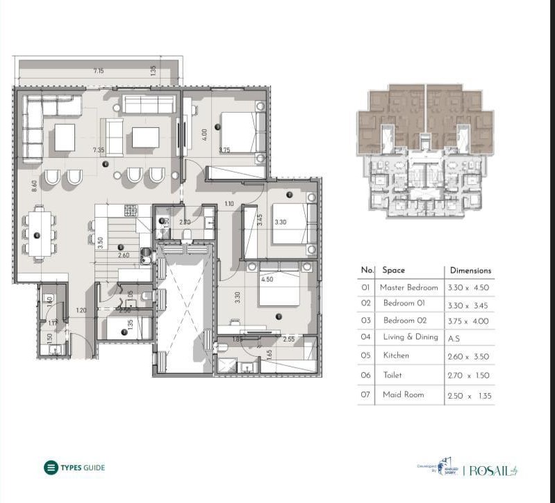 Floor plan for apartment at Rosail