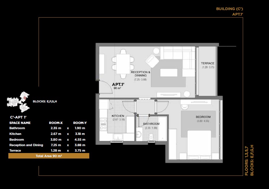 Floor plan for apartment at The Capitalway