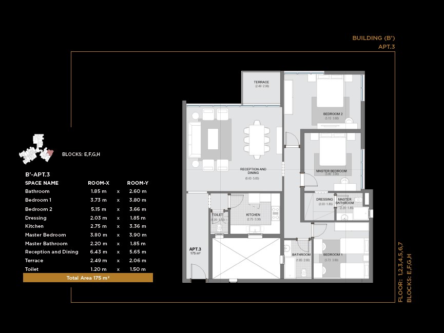 Floor plan for apartment at The Capitalway