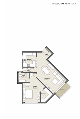 Floor plan for apartment at Axis X Iwan
