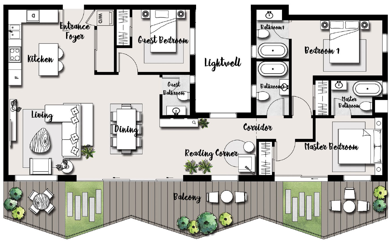 Floor plan for penthouse at Kinda