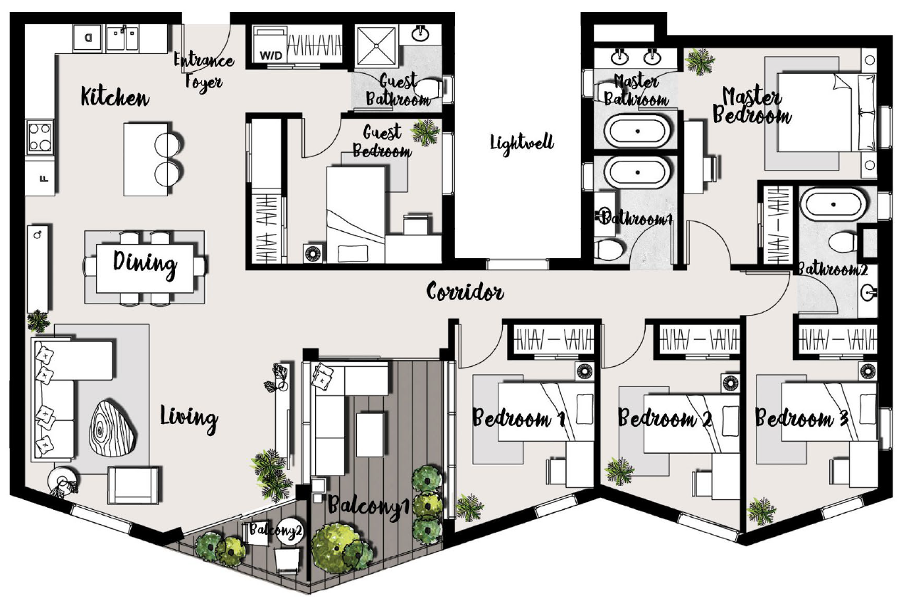 Floor plan for apartment at Kinda