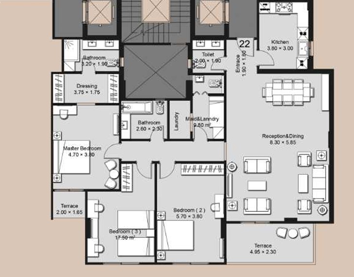 Floor plan for apartment at Ninety Avenue