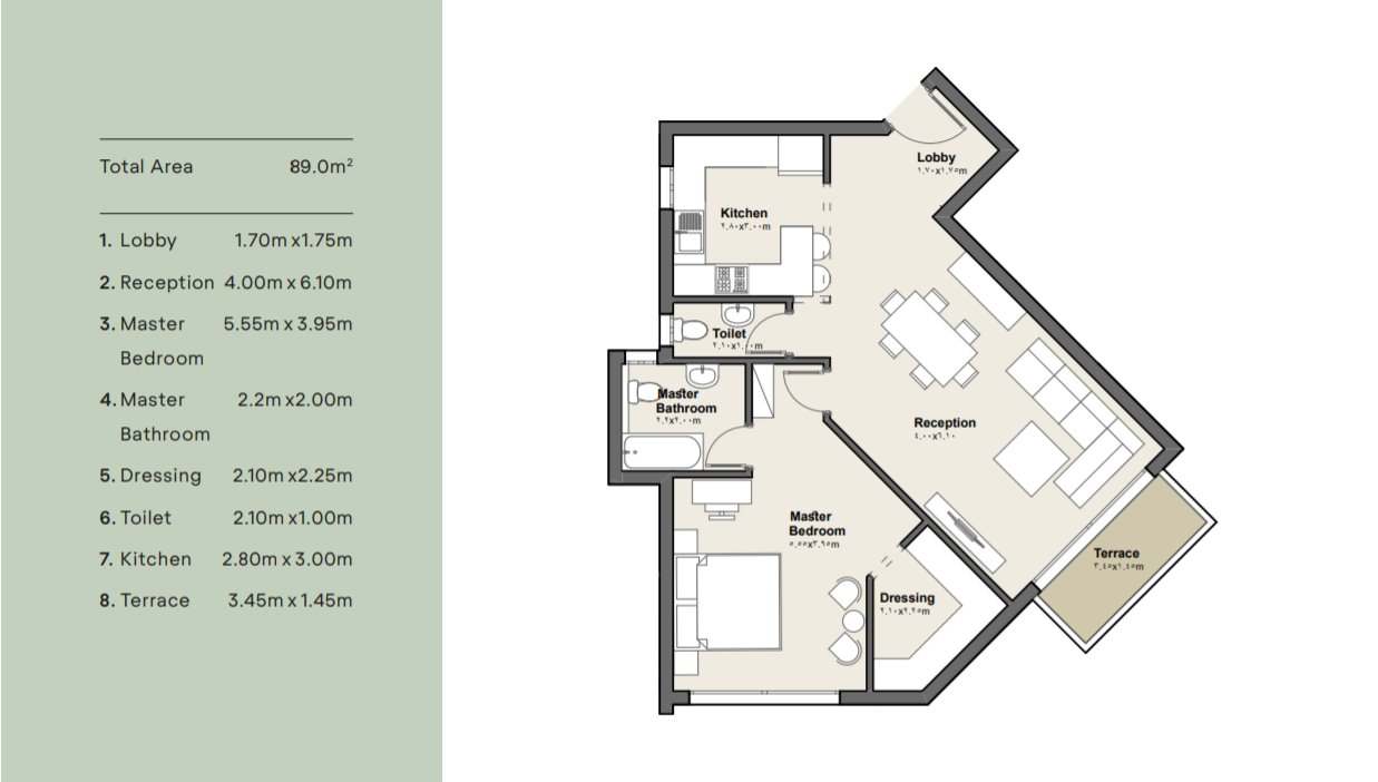 Floor plan for apartment at Axis X Iwan