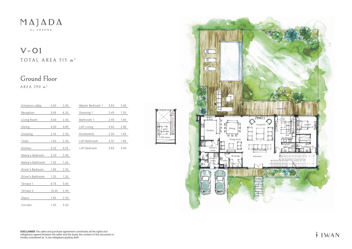 Floor plan for villa at Majada Iwan