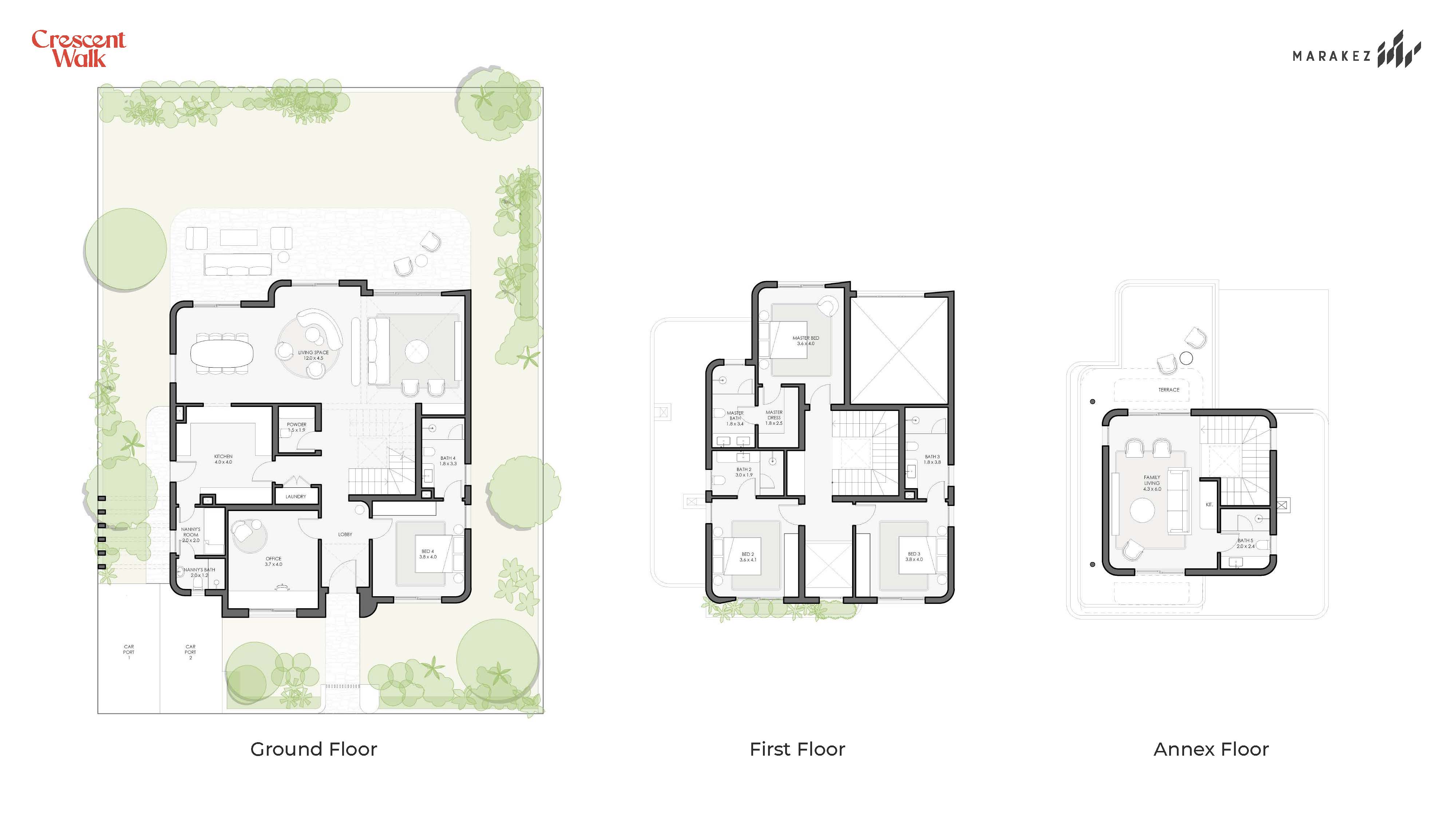 Floor plan for villa at Crescent Walk
