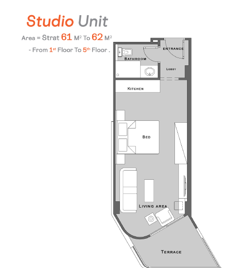 Floor plan for studio at Jamila