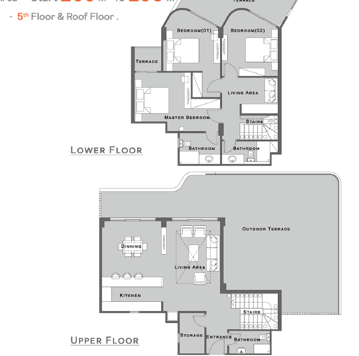Floor plan for duplex at Jamila