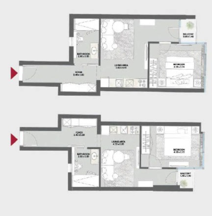 Floor plan for studio at Marriott Residences Heliopolis