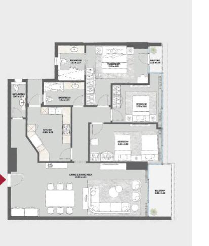 Floor plan for apartment at Marriott Residences Heliopolis