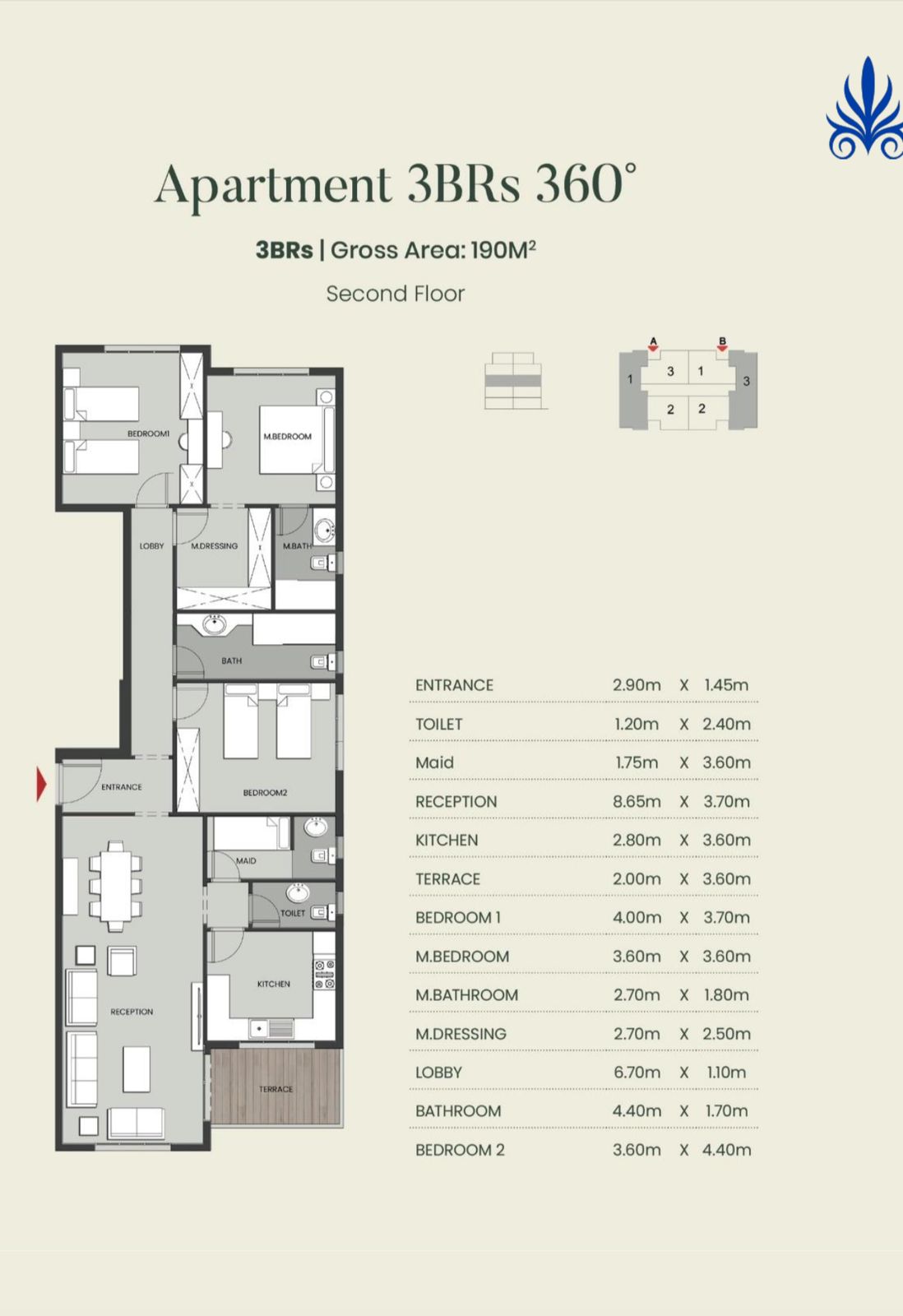 Floor plan for apartment at Aliva Mountain View Mostakbal City