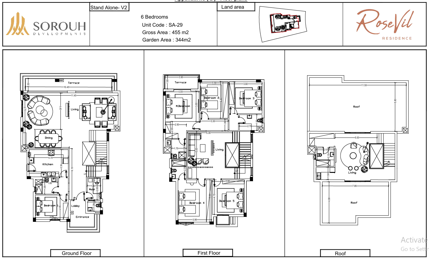 Floor plan for villa at Rosevil