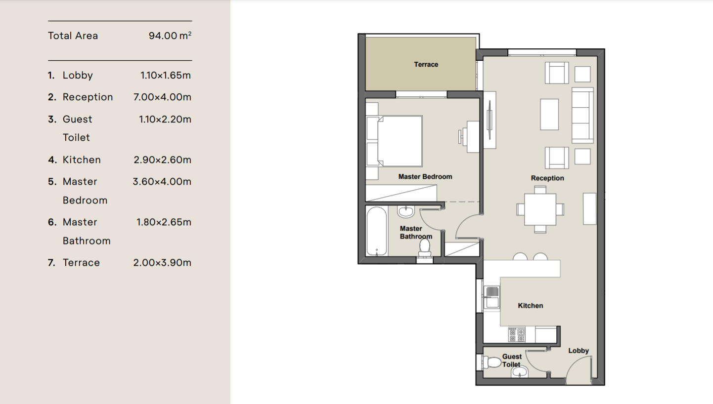Floor plan for apartment at Axis X Iwan