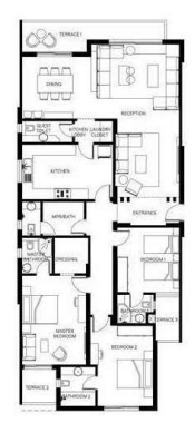 Floor plan for duplex at Trio