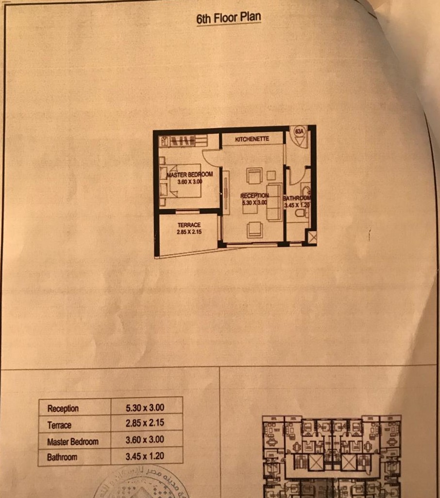 Floor plan for studio at Taj City