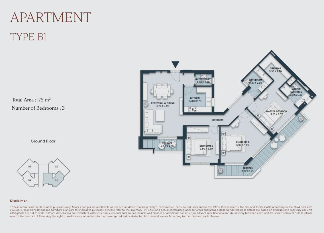 Floor plan for apartment at Al Maqsad Park
