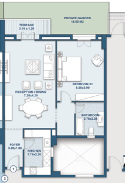 Floor plan for apartment at New Garden City