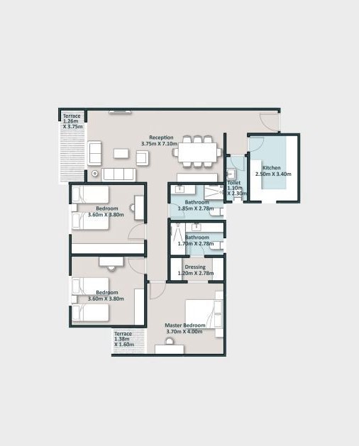 Floor plan for apartment at Cattleya