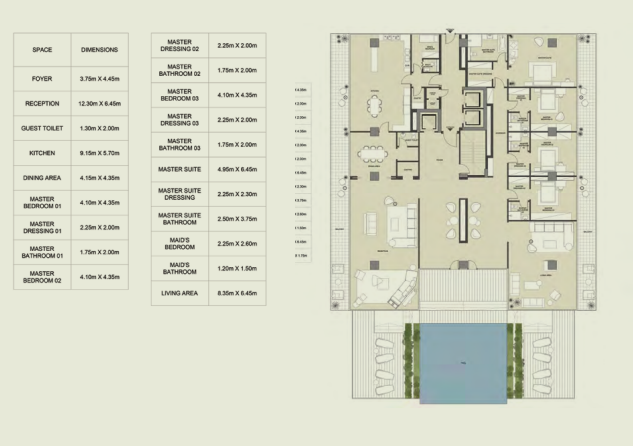 Floor plan for penthouse at Edge