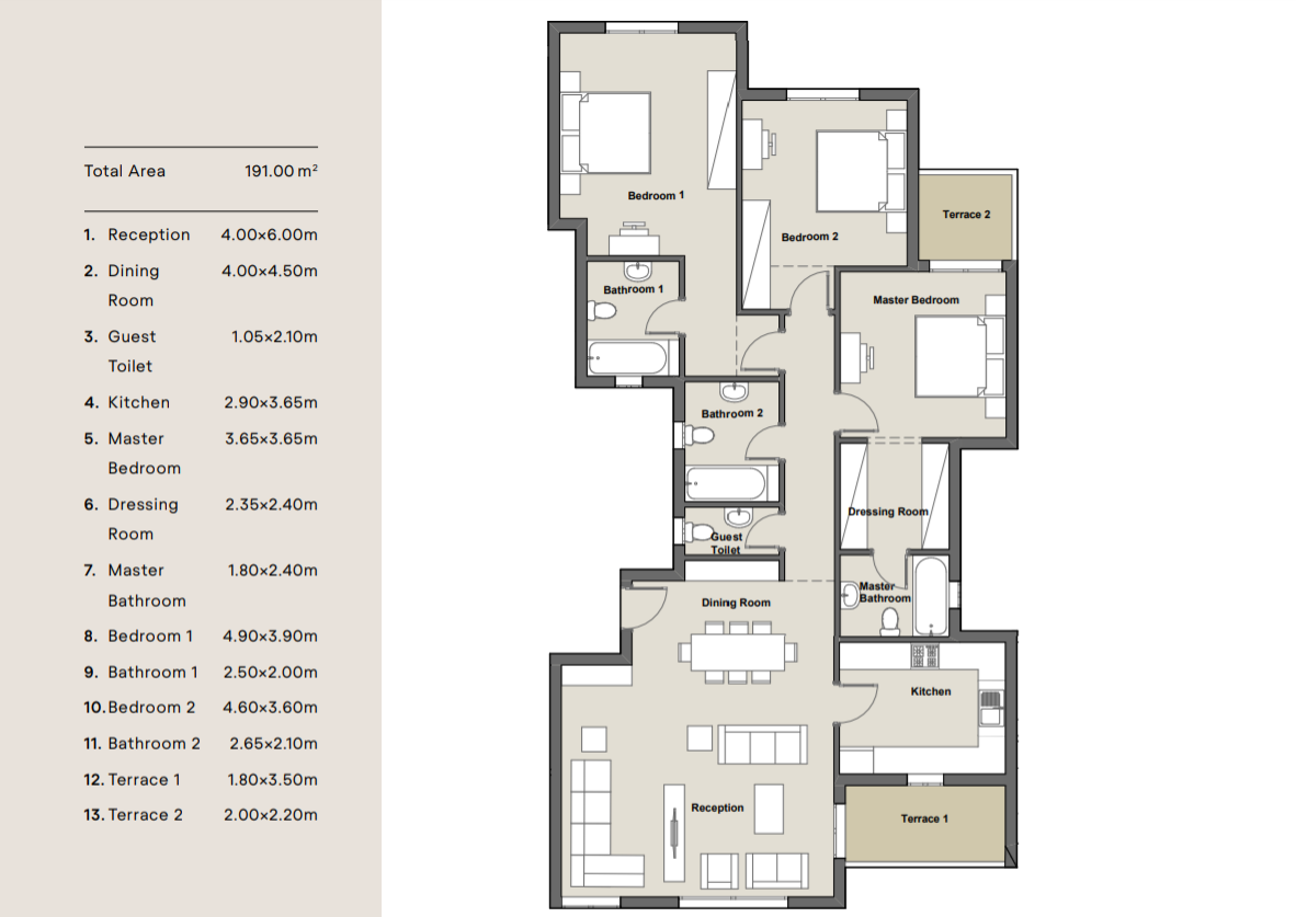 Floor plan for apartment at Axis X Iwan