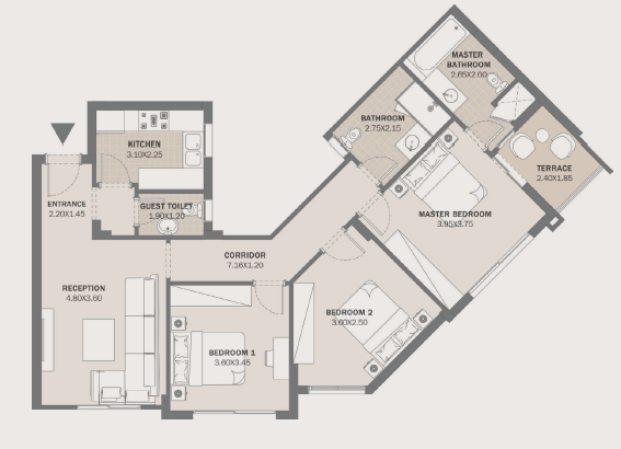 Floor plan for apartment at Al Maqsad Park