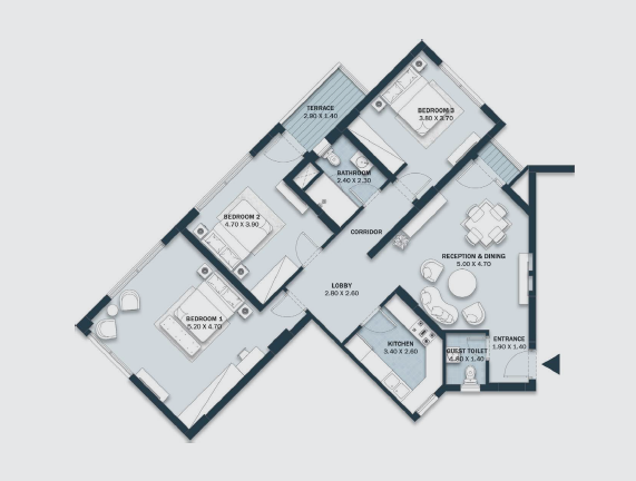 Floor plan for apartment at Al Maqsad Park