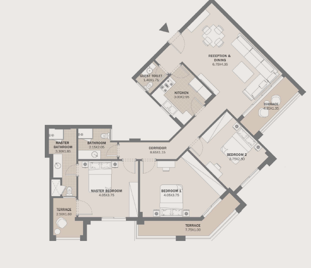 Floor plan for apartment at Al Maqsad Park