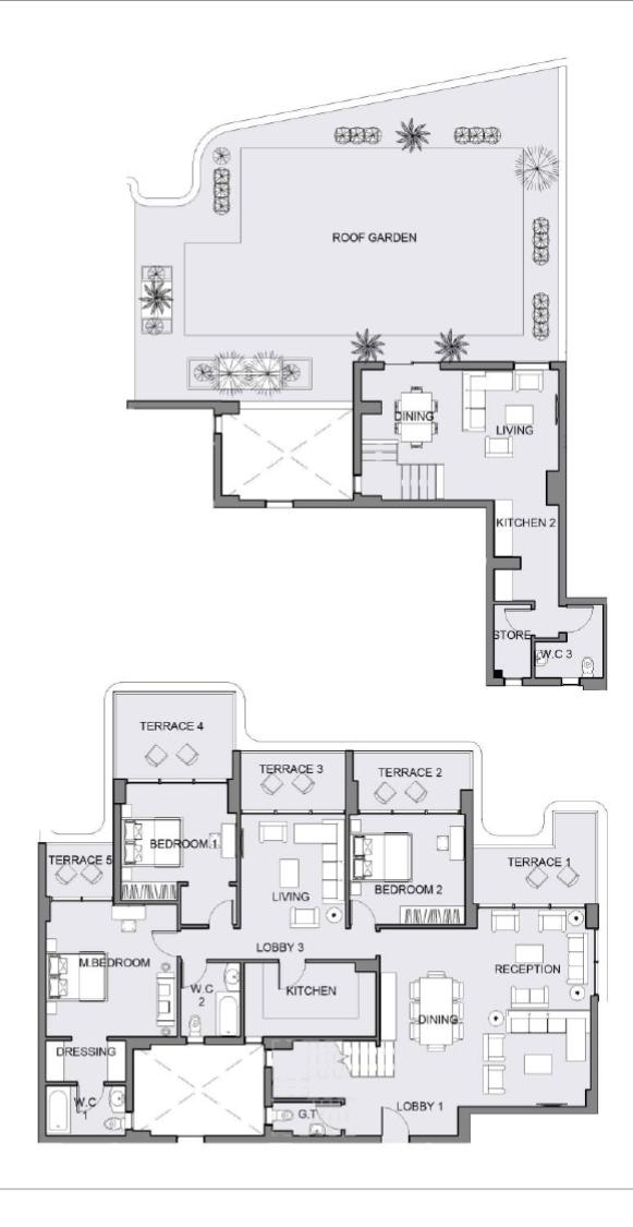 Floor plan for penthouse at Serrano