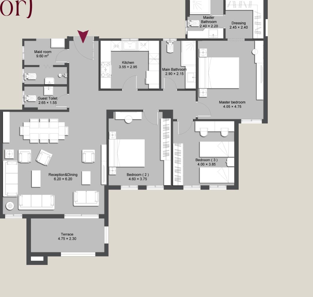 Floor plan for apartment at Ninety Avenue
