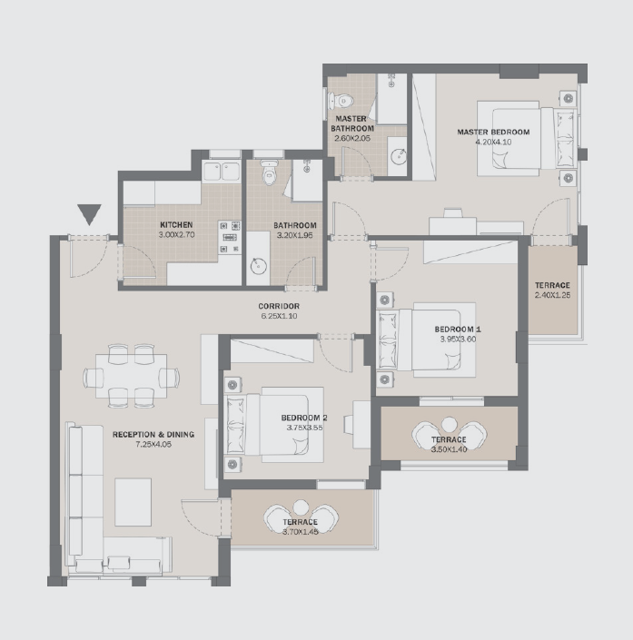Floor plan for apartment at Al Maqsad Park