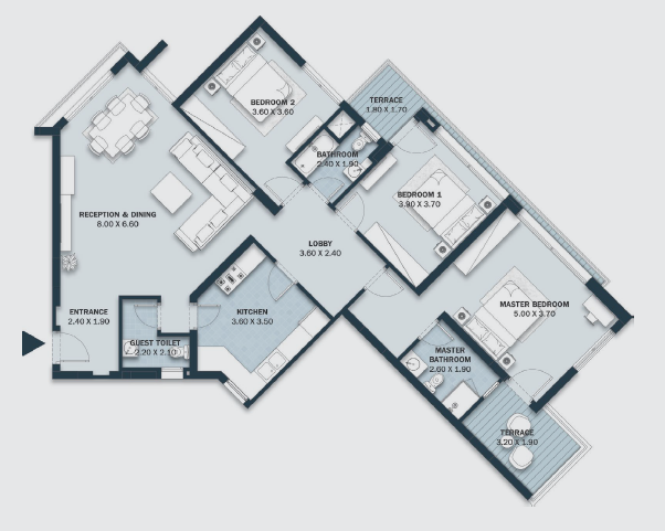 Floor plan for apartment at Al Maqsad Park