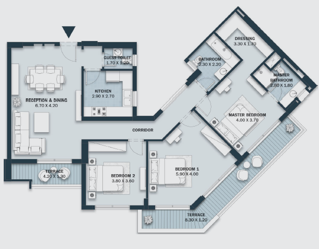 Floor plan for apartment at Al Maqsad Park