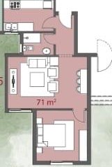 Floor plan for studio at De Joya 2