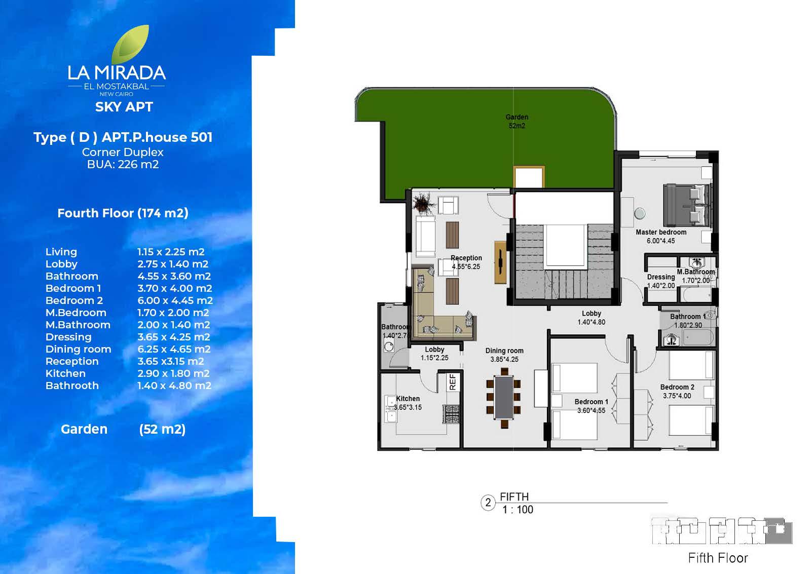 Floor plan for penthouse at La Mirada