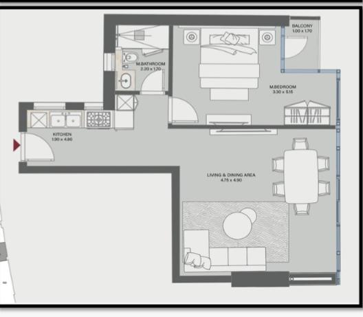 Floor plan for apartment at Marriott Residences Heliopolis