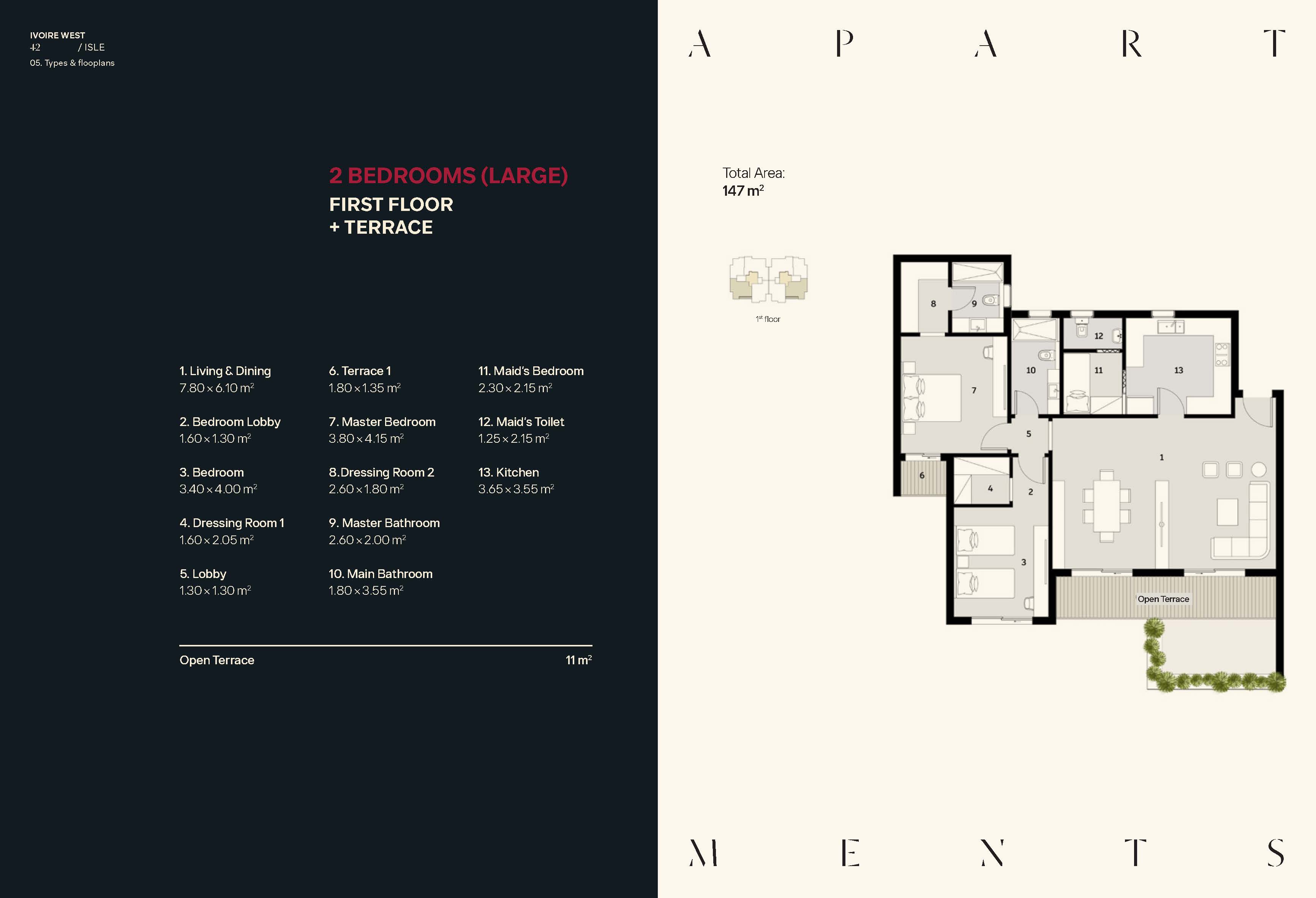 Floor plan for apartment at Ivoire West