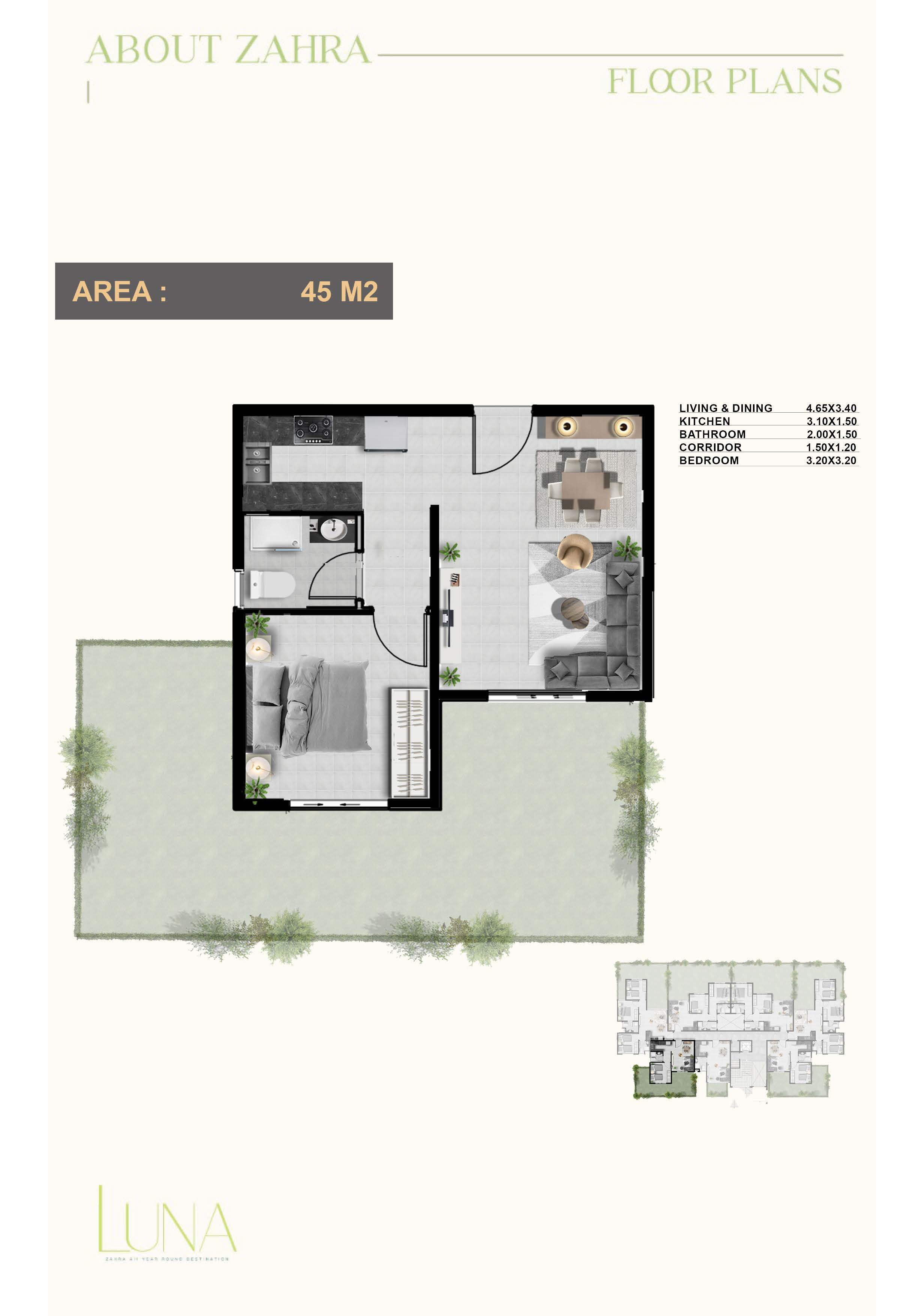 Floor plan for chalet at Zahra Morshedy Group