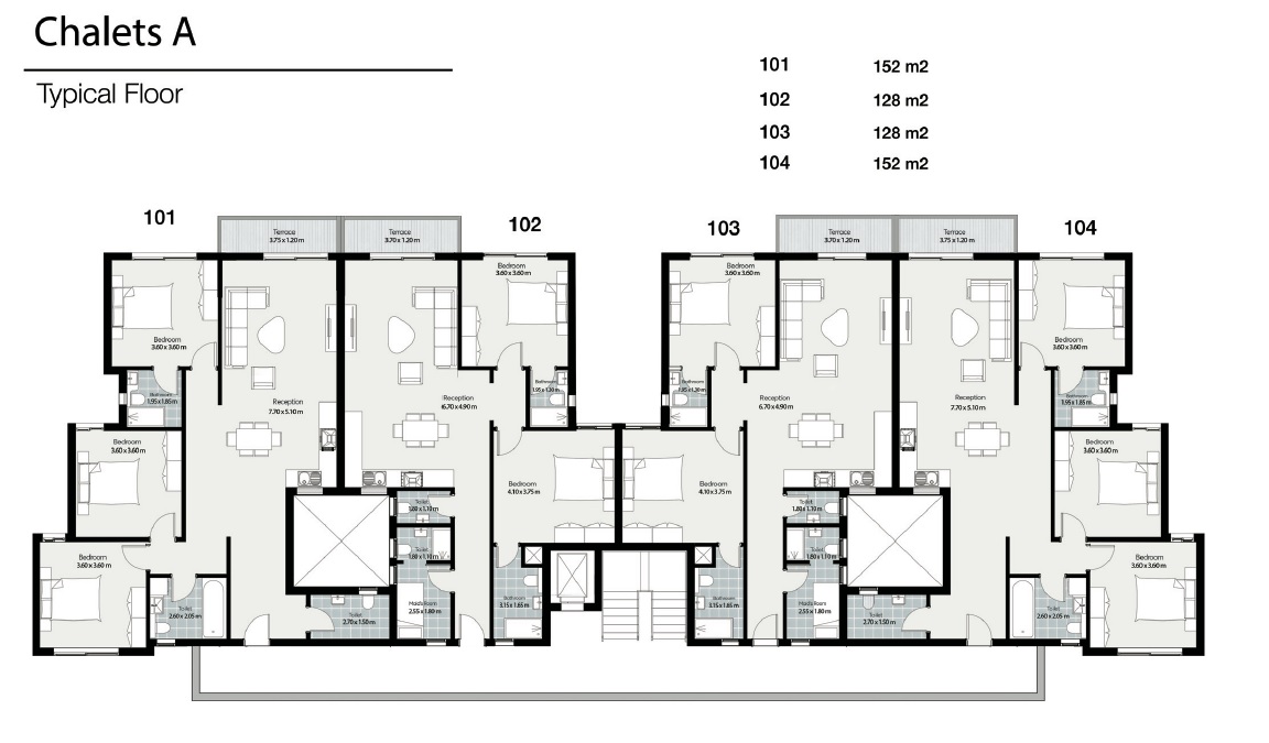 Floor plan for chalet at Mar Bay - Ras El Hekma