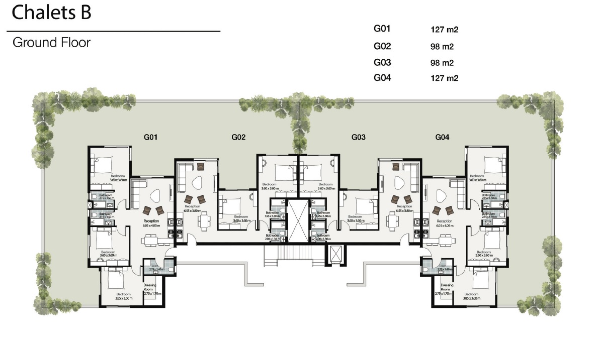 Floor plan for chalet at Mar Bay - Ras El Hekma